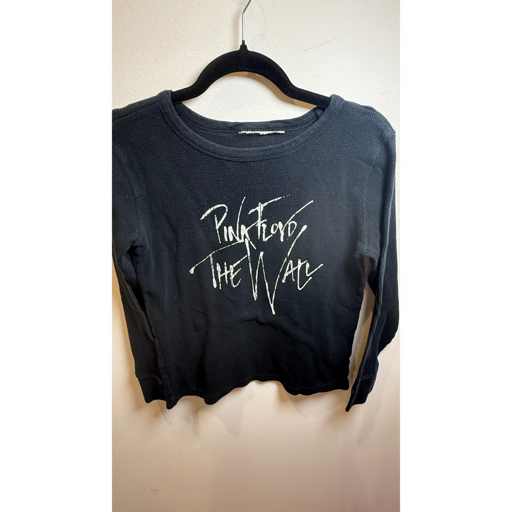 Pink Floyd The Wall Graphic Thermal Long Sleeve Shirt Black Waffle Knit Band Tee